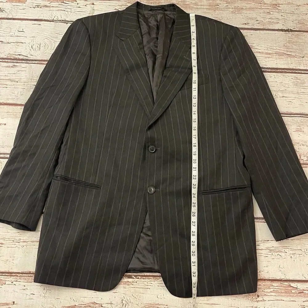 Armani Collezioni Sport Coat 44L Flannel Wool Charcoal‎ Dark Gray 2-Button Italy
